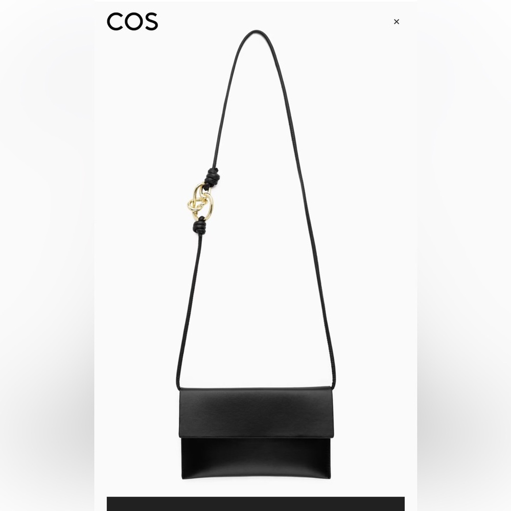 COS Knotted Crossbody Pouch in black leather